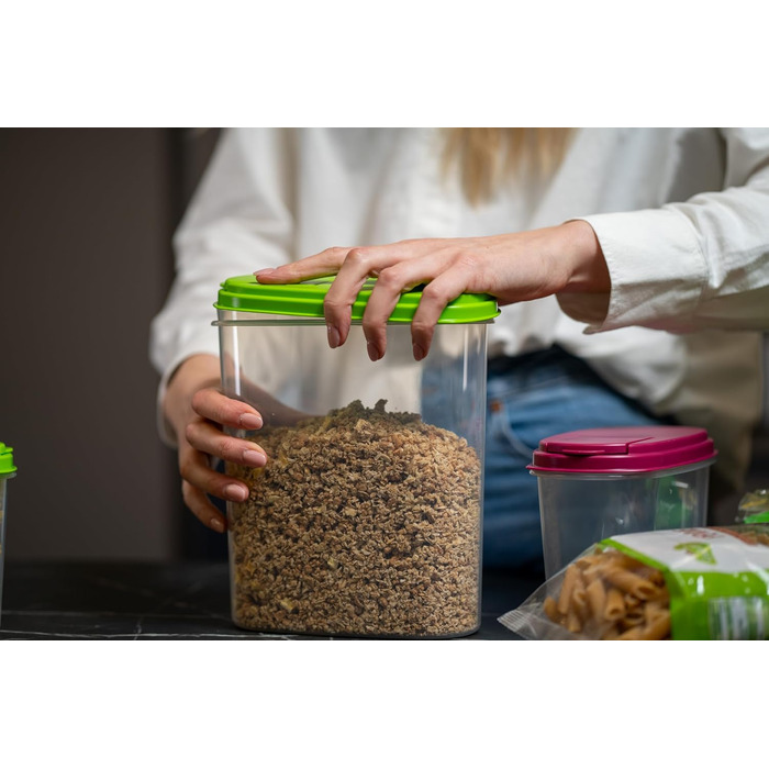 Диспенсер для мюслі MiraHome 1 л, набір з 5 предметів, білий Герметичні контейнери для зберігання з кришками Контейнери для зберігання продуктів з кришками Кухонні контейнери для зберігання, приготування та організації їжі 1 л (5 шт.) білий