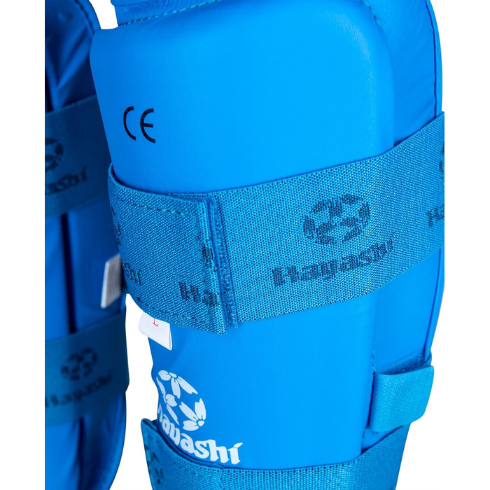 Захисні накладки на гомілку та підйом Hayashi Karate (схвалені WKF) XXL синього кольору