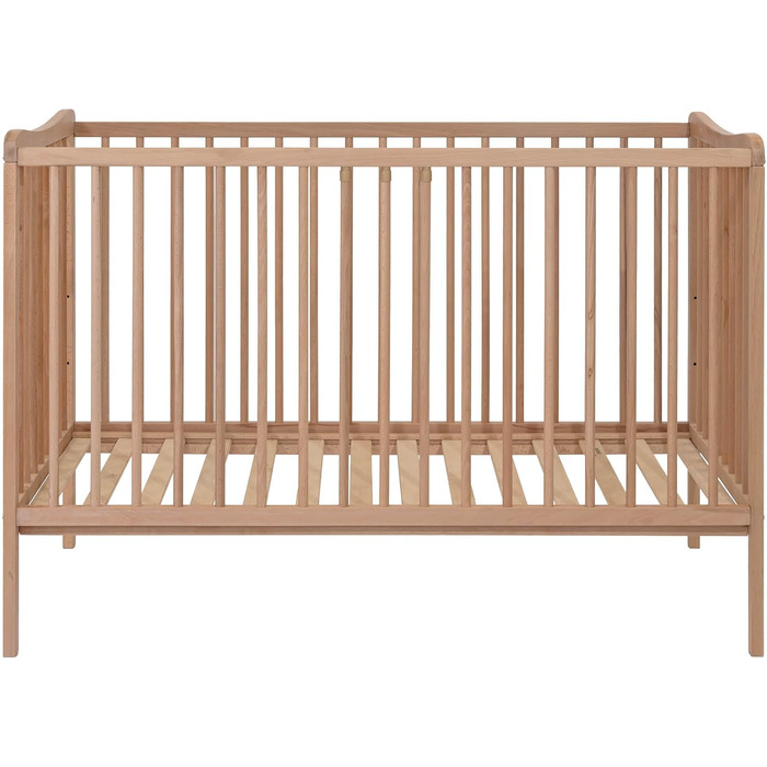 Дитяче ліжко Grzes 120x60 см, Натуральний колір, виготовлене з бука, перевірено на відповідність EN 716, регульована по висоті рейкова основа, 3 знімні перекладини, Натуральний колір