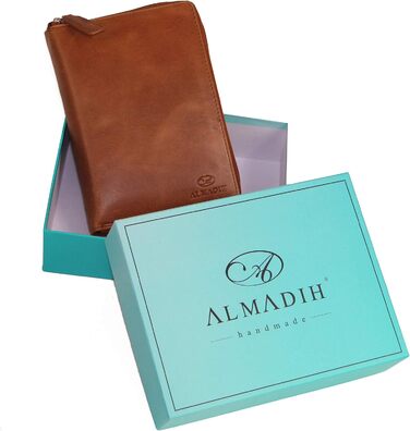 Органайзер ALMADIH Leather A7 на блискавці Календар 2024 & 2025 Блокнот Преміум Коров'яча шкіра Коричневий Делюкс у подарунковій коробці Шкіряна папка Папка для запису Планувальник футлярів Календар зустрічей Портфель (BD)