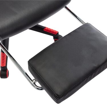 Геймерське крісло з підставкою для ніг, чорно-червона штучна шкіра