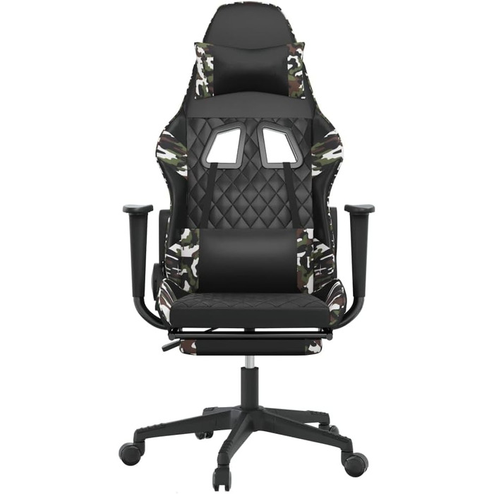 Геймерське крісло з підставкою для ніг, чорне з камуфляжем, штучна шкіра, поворотне, ергономічне, регульоване, комп&39ютерне, геймерське чорне з камуфляжем