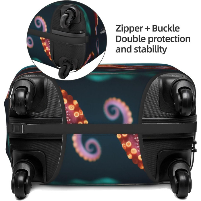 Чохол для валізи Октопус, міцний захист для багажу розміром 45.7-81.3 см, чорний, малий