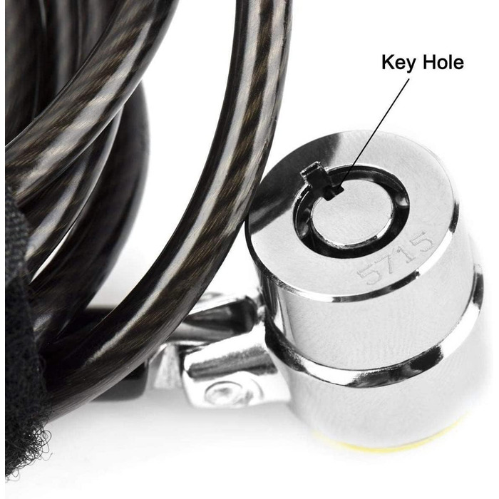 Замок для ноутбука з тросом проти крадіжки, анкерна пластина та 2 ключі, клейка пластина для фіксації, чорний