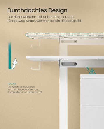 Електричний письмовий стіл SONGMICS з регульованою висотою, 160 x 70 см, безступінчасте регулювання, функція пам&39яті з 4 рівнями висоти, колір хмарно-білий LSD136W01 160 x 70 см