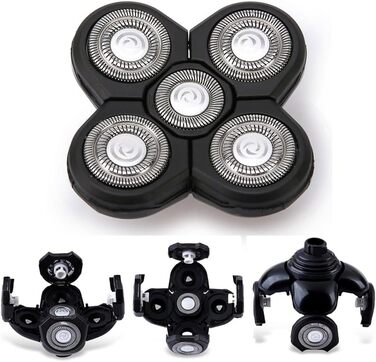 Змінні леза для бритви Freebird Head Shaver, 5 головок для гоління з лезами для лисих чоловіків, Freedom Care, для голови та обличчя, електричні головки для гоління, 1 щітка для очищення (3 шт.), 3