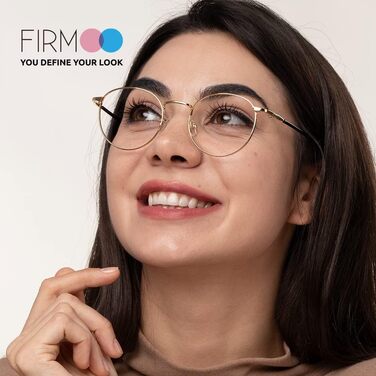 Окуляри Firmoo Unisex із синім світлофільтром без рецепта, компютерні окуляри з антивідблиском і антиблакитним світлом для захисту очей, кругла металева оправа золото