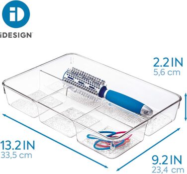 Органайзер для косметики iDesign, пластикова коробка для сортування косметики з 4 відділеннями, для зберігання косметики, прозора з 4 відділеннями 4 відділеннями