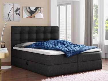 Ліжко Sofnet Best Box Spring з 2 ящиками для зберігання, двоспальне ліжко з матрацом Bonnell та наматрасником, м&39яке ліжко, ліжко, каркас ліжка, стильне, спальня (чорне (Inari 100), 180 x 200 см) чорне (Inari 100) 180 x 200 см