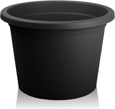 Квітковий горщик Stimo 6 шт. 34 см з блюдцем 30 см, сірий пластиковий горщик для рослин, круглий горщик (антрацит)