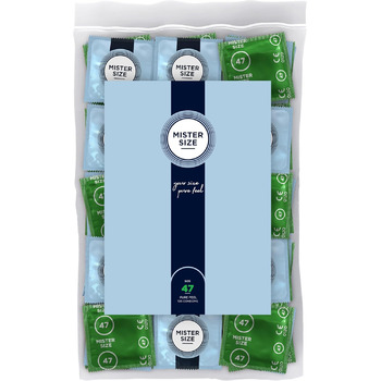 Презервативи MISTER SIZE, ультратонкі, 47 мм, упаковка 100 шт./надзвичайно тонкі, надзвичайно тонкі, змащені/виготовлені зі 100 натурального каучукового латексу, розмір XS/природне відчуття, упаковка 100 шт.