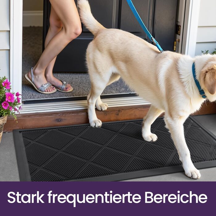 Килимок для вулиці DEXI 43 x 90 см, нековзний килимок для уловлювання бруду з виступами, водонепроникний килимок для вулиці, килимок для миття для використання всередині та зовні приміщень, чорний 43 x 90 см