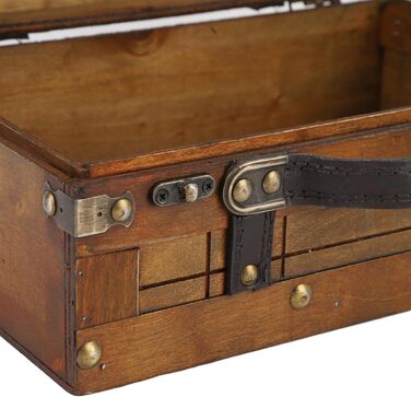 Вінтажна дерев&39яна валіза, ретро дерев&39яна скриня для зберігання, скриня зі шкіряною ручкою в античній бронзі та класичному дизайні, ідеально підходить для декору дому та сувенірів (мала)