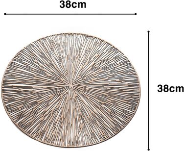 Круглі підкладки, вінілові підкладки 38x38 см, порожнисті підкладки, скляні підставки, нековзні, протиошпарювальні, водонепроникні, миються, ПВХ підкладки для кухні весілля кафе ресторану (золото), 6 шт.