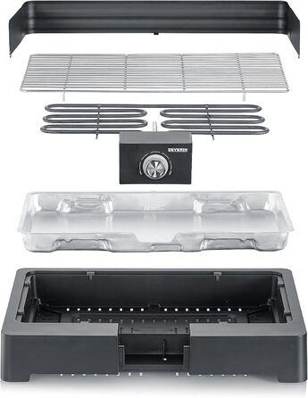 Настільний гриль SEVERIN з решіткою з нержавіючої сталі для використання в приміщенні і на відкритому повітрі, електричний гриль з