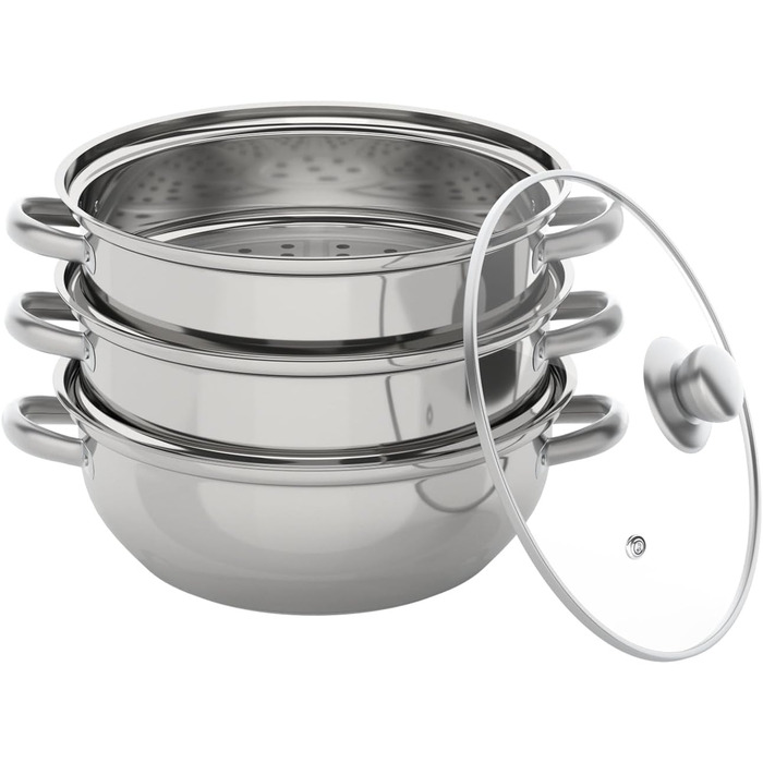 Пароварка, каструля Шарувата пароварка скороварка скороварка скороварка скороварка з нержавіючої сталі (3-шарова 28см)