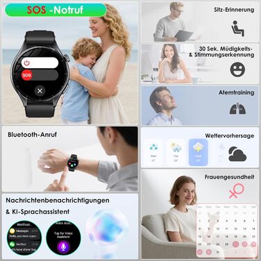 Новий смарт-годинник 2026 року для чоловіків з ЕКГ/монітором батареї/ІМТ/ВСР/сечовою кислотою/світлодіодним підсвічуванням, круглий AMOLED-годинник 1,56 дюйма з 24-годинним монітором артеріального тиску/SpO2/пульсометром, монітором сну/апное, екстреним ви