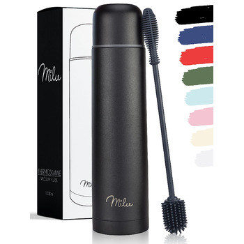 Термос Milu, ізольована пляшка, 1 л, 750 мл, 500 мл - ізольована пляшка для пиття з нержавіючої сталі, 100 герметична, з подвійною ізоляцією (чорна, 1000 мл) 1000 мл чорний