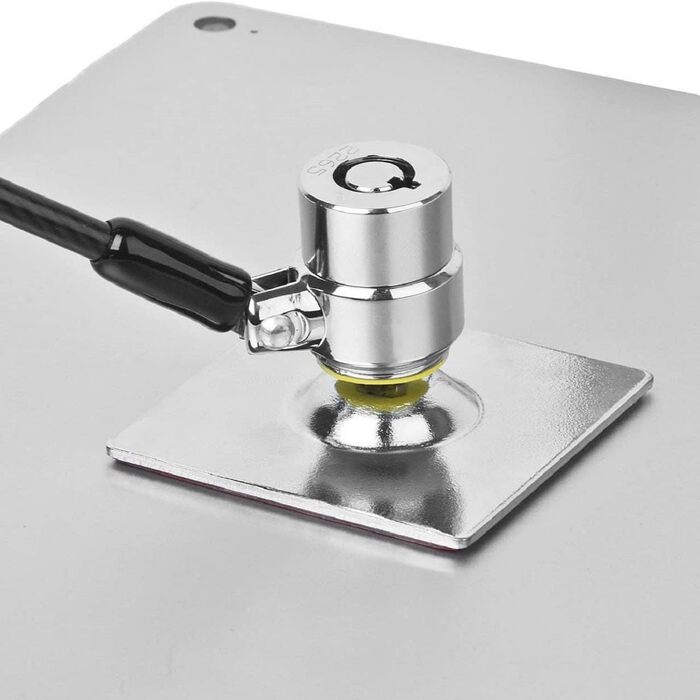 Замок для ноутбука з тросом проти крадіжки, анкерна пластина та 2 ключі, клейка пластина для фіксації, чорний