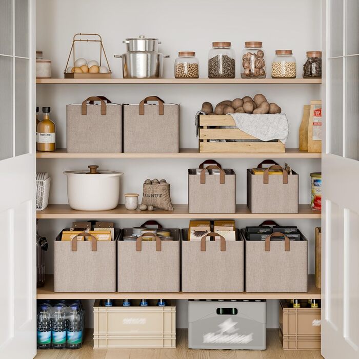 Велика коробка для зберігання тканини StorageWorks, складні кошики для зберігання речей у ванній кімнаті, коробки для зберігання з ручками, кошик для одягу, светрів, іграшок у гардеробі, коричневий, 2 предмети, 42 x 30,5 x 26 см