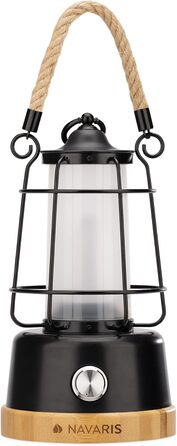 Акумуляторний світлодіодний ліхтар Navaris - Ліхтар для вулиці та приміщень з батареєю - Портативний бездротовий настільний світильник з регульованою яскравістю - Лампа для кемпінгу з регулюванням колірної температури, чорний