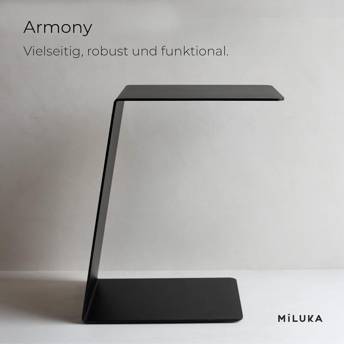 С-подібний журнальний столик MILUKA, чорний метал, 30x40 см Невеликий столик для вітальні, столик для дивана або столик для ноутбука Сучасний дизайн для вітальні та балкону