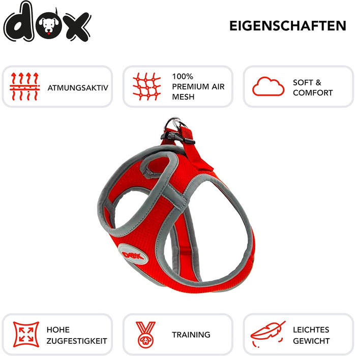 Шлейка для собак DDOXX Reflect Airmesh Step-In - Регульована нагрудна шлейка для цуценят усіх розмірів - XL (рожева)