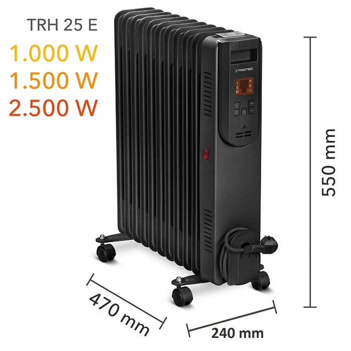 Обігрівач масляний Trotec TRH 25 E 2500W Black (1410000720)