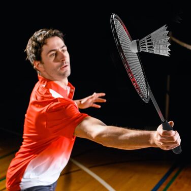 Набір ракеток для бадмінтону KH Badminton Set для 2-4 гравців, для дорослих та дітей, легкий та стабільний, ракетка, волан та сумка для перенесення в комплекті, чорний, червоний, синій (2 гравці)