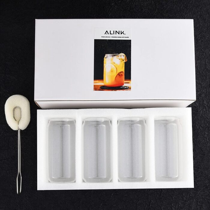 Великі склянки для пивних банок Склянки для води Склянки для соку Склянки для віскі Склянки для пиття Набір з 4 шт. з губчастою щі