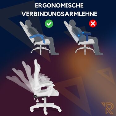 Ігрове крісло Apollo ергономічне обертове крісло з регульованою спинкою (90135), підлокітниками, подушками для попереку та шиї, штучна шкіра, стильний дизайн, високий комфорт для геймерів, білий колір.