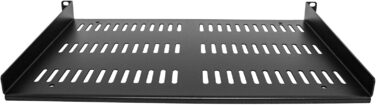 Дюймова полиця для мережевої шафи - Самонесуча перфорована стійкова полиця для серверної шафи/стійки - Фронтальне кріплення - Вантажопідйомність 25 кг - Глибина 30 см - Вентильована (SHELF-1U-12-FIXED-V) 305 мм, 1U 19-
