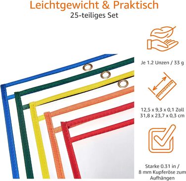 Мішки для застосування дошки Storeo Basics, міцні, металеві, текстильні, поліефірні, мідні, полівінілхлоридні (ПВХ) тканини 25 шт. , різнокольорові, 21,6 x 28 см