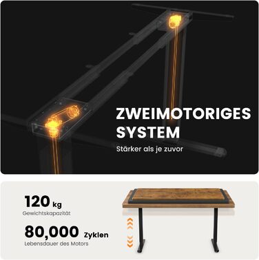 Каркас столу ErGear з регулюванням висоти та 2 потужними двигунами, стіл з електричним регулюванням висоти, вантажопідйомність до 120 кг, каркас столу з 4 налаштуваннями пам&39яті (чорний)