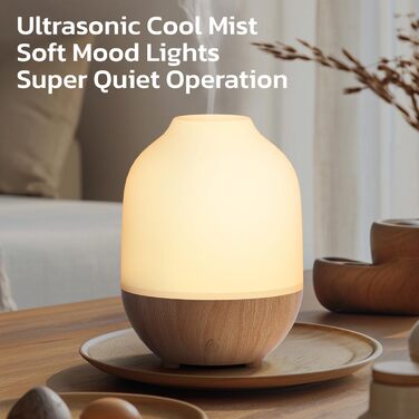 Аромадифузор SALUBRITO, ультразвуковий ароматерапевтичний дифузор для ефірних олій на 100 мл, ароматичний олійний дифузор із волокнами білого дерева, невеликий дифузор-зволожувач для йоги в домашньому офісі, подарунок для жінок