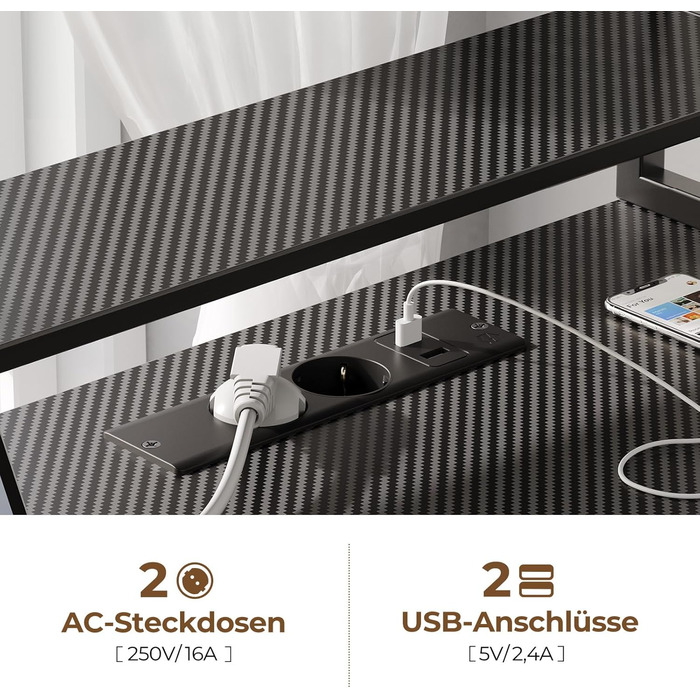 Ігровий стіл SEVEN WARRIOR зі світлодіодним освітленням та розетками, комп&39ютерний стіл 100 см з підставкою для монітора та підставкою для процесора, стіл з 2 гачками та підставкою для ніг, ідеально підходить для спальні або офісу, 100 x 47 x 87 см