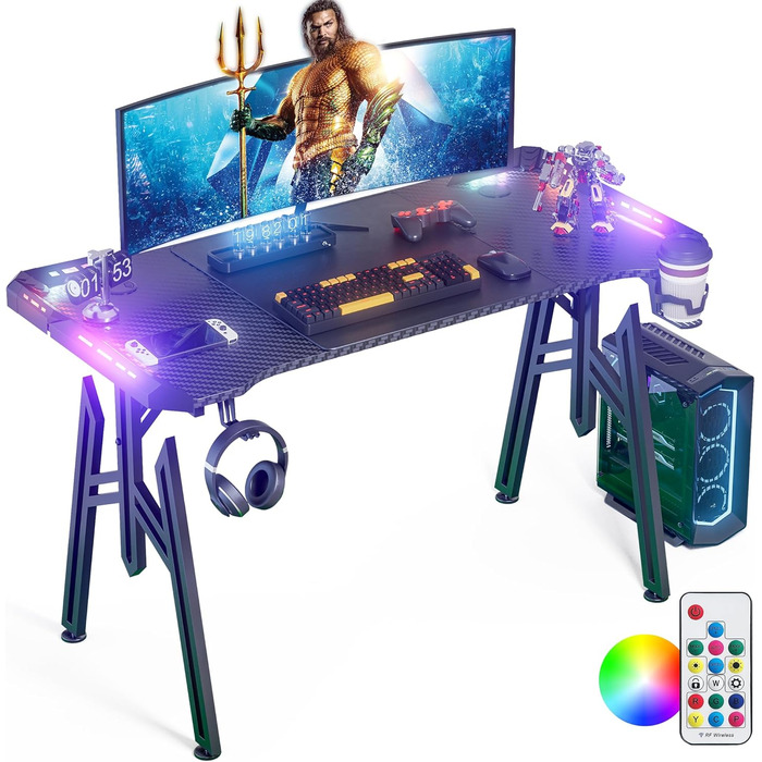 Ігровий стіл Storeo Imp, 120 x 60 x 74 см, МДФ / сталь / вуглецеве волокно, чорний