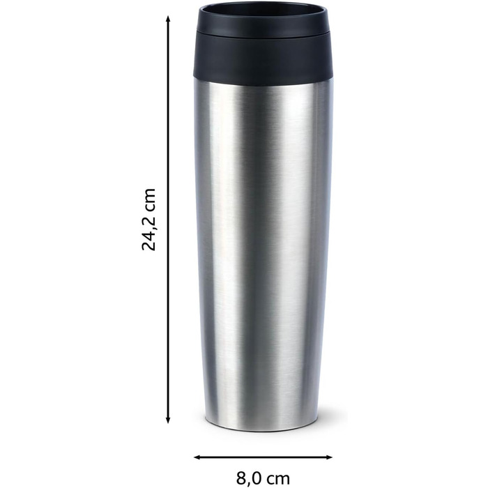 Дорожня кружка Класична ізольована кружка 0,5 літра, нова зручна кришка, що закручується, нержавіюча сталь, зберігає напої гарячими 6 годин і холодними 12 годин, 100 герметична, можна мити в посудомийній машині, отвір для пиття на 360, нержавіюча сталь, 2