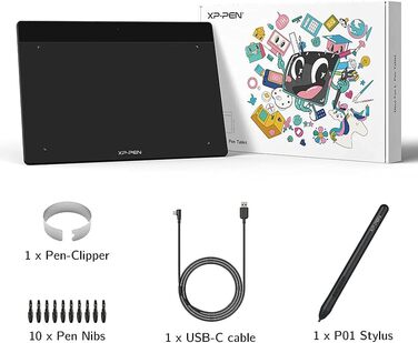 Графічний планшет XP-PEN Deco Fun XS 4.8'x3 з безбатарейним пером 8192 Лоток для цифрового друку (чорний) Чорний