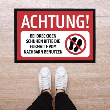 Килимок MoonWorks Увага Якщо ваше взуття брудне, будь ласка, скористайтеся килимком сусіда. Забавний, нековзний та миється. Чорний, 60x40 см. Увага, чорний