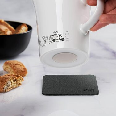 Порцелянові кружки з магнітними ручками silwy CAMPING (Набір з 2 шт.) вкл. дві металеві наногелеві подушечки ЧОРНОГО кольору - нековзні кружки для кемпінгу та караванів, аксесуари для човнів та яхт Кемпінг 2 шт. (1 упаковка)