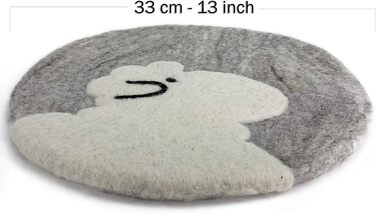 Натуральна кругла подушка для стільця Sheep Light Grey виготовлена зі 100 чистого мериносового фетру - м'яка подушка для сидіння діаметром приблизно 35 см для стільців, лавок і в якості подушки (світло-сірий), 8-