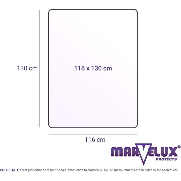 Великий екологічний килимок для офісних крісел Marvelux для килимового покриття 116 x 130 см - Екологічний килимок для захисту підлоги з рафінованого полімеру - Прямокутний прозорий килимок для офісних крісел