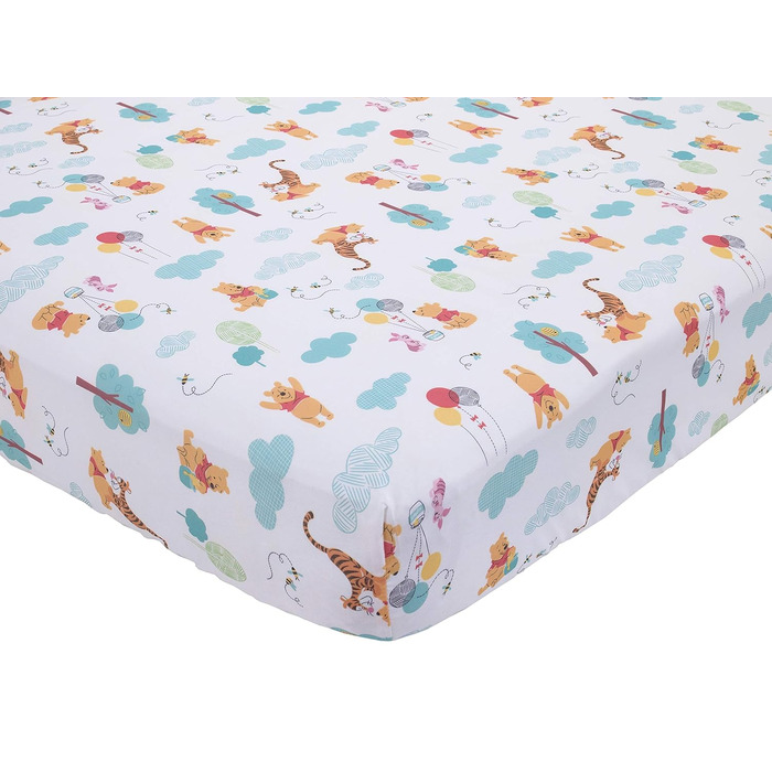 Комплект постільної білизни для дитячого ліжечка Disney Вінні Пух Перший найкращий друг, 4 предмети, аква/сірий/білий/червоний, 4