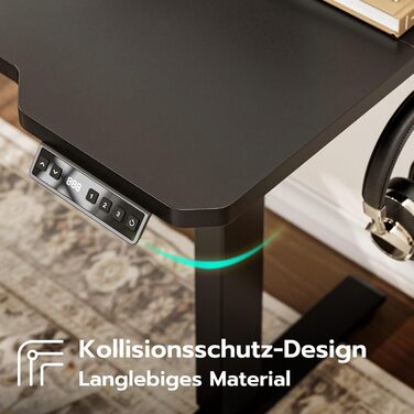 Кутовий стіл, регульований по висоті, L-подібний, 150 x 100 см, електричне регулювання висоти, ергономічний стіл з підставками для чашок та гачками, міцний офісний стіл, чорний, L-подібний, 59