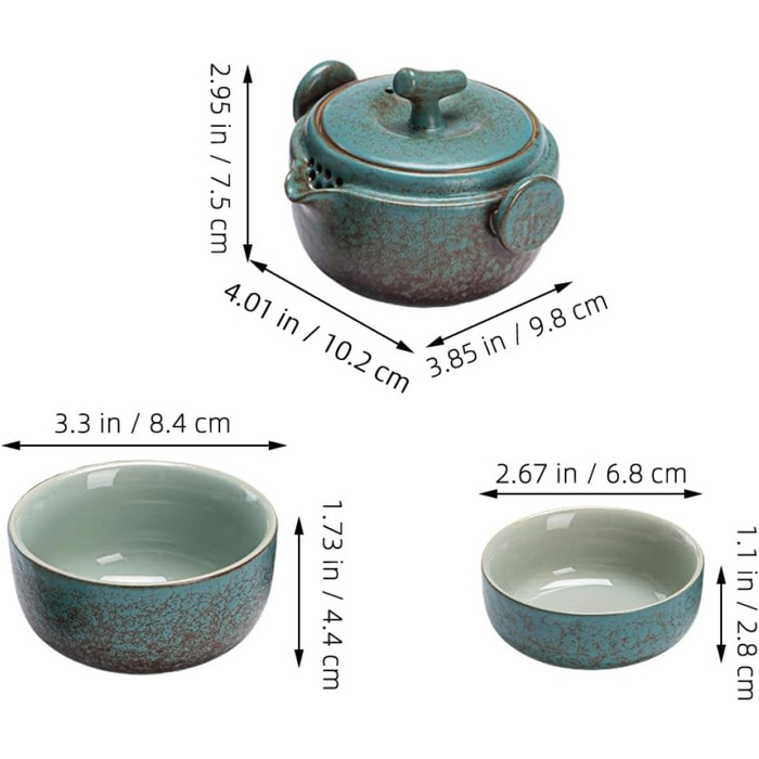 Японський чайний набір для подорожей з керамічної чайнички та чашки. Міцний чохол зі штучної шкіри для любителів чаю та повсякденного використання.