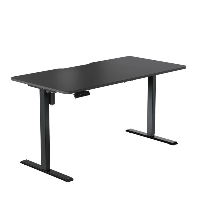 Ігровий стіл початкового рівня Електрично регульований по висоті ігровий стіл та стіл для ПК Ергономічний ігровий стіл для геймерів Чорний, 140 x 70 см - Ігровий стіл чорного кольору 140 x 70 см