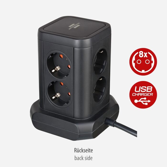 Розеткова колодка Brennenstuhl 8-місна з USB, сертифікована TV-Sd (блок розеток 8-місний з 4 шт. USB, розетки розташовані під куто
