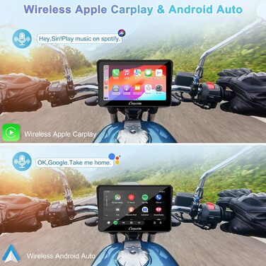 Бездротовий екран Carpuride W702 Carplay для мотоцикла, портативний CarPlay & Android автомобіль для мотоцикла, 7-дюймовий водонепроникний сенсорний екран, підтримує подвійний Bluetooth, GPS-навігацію, Siri.