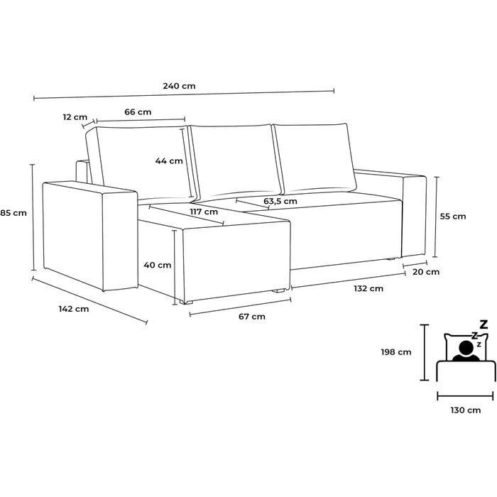 Г-подібний кутовий диван Bergamo, 240x142 см, з функцією сну та відділенням для зберігання речей. Вельветовий диван-ліжко, універсальна сторона, невеликий диван для передпокою, 3-місний кутовий диван-ліжко для вітальні, подушки, бежевий. Zoom 1 - Бежевий.